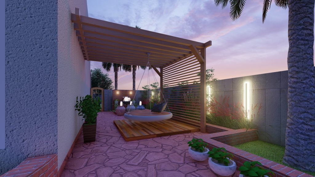 backyard and all side landscape 3d design and rendering r 1 photo